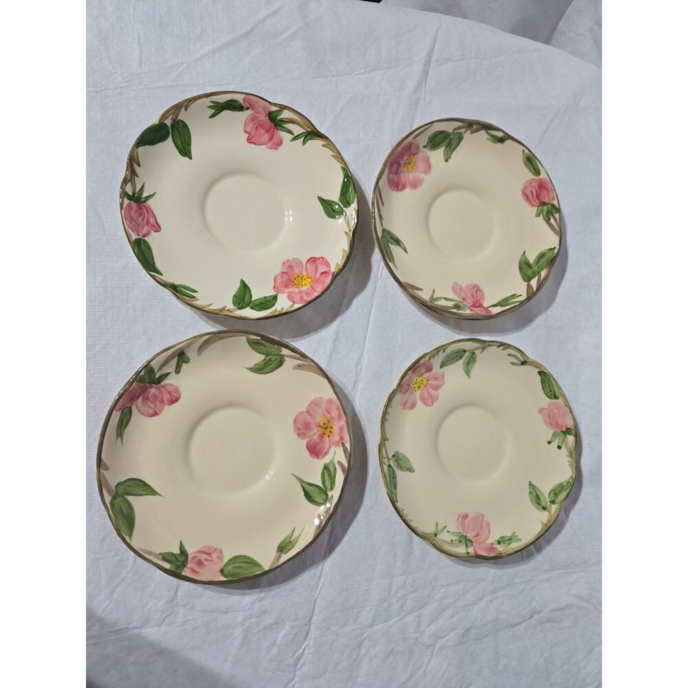 Franciscan Desert Rose Scallop Edged 5.75" Saucers Lot of 4 Vintage